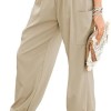 Womens Summer Boho Business Casual Smocked 2024 High Waisted Cargo Fall Long Pants with Pockets