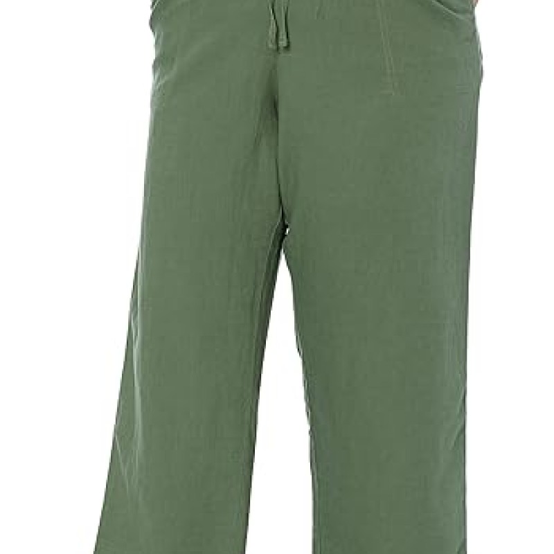 Women's Linen Blend Drawstring Relaxed Fit Wide Leg Pant (Available in Plus Size)