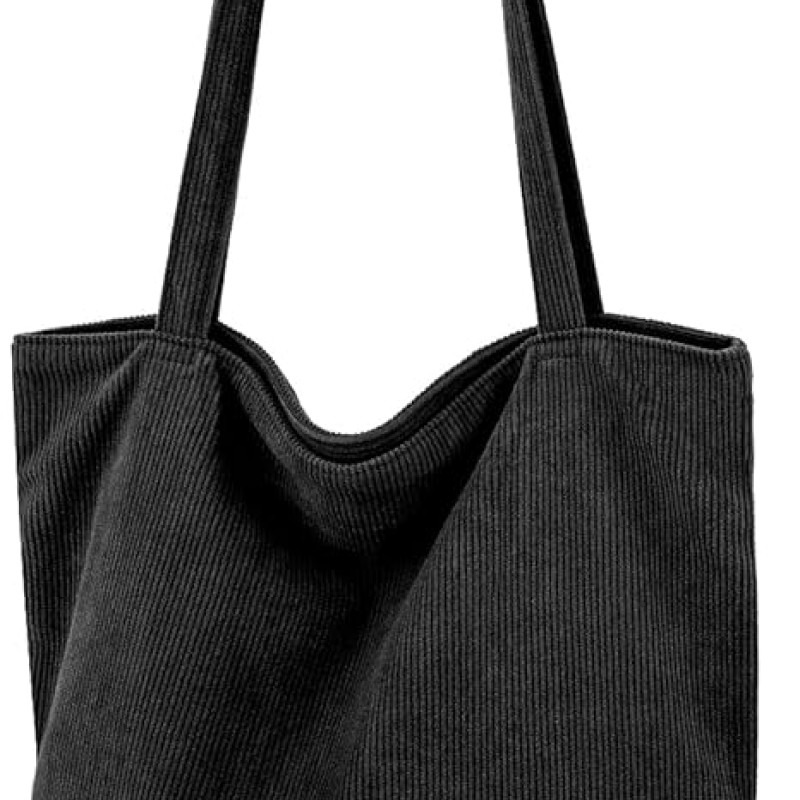 Corduroy Tote Bag for Women,Hobo HandBags with Zipper,Large Capacity Casual Shoulder Handbags with Inner Pockets