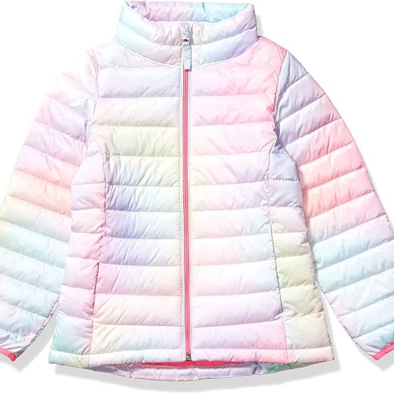 Girls and Toddlers' Lightweight Water-Resistant Packable Mock Puffer Jacket