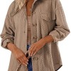 Womens Cable Knit Lightweight Shacket Button Down Shirts Long Sleeve Casual Oversized Blouses Tops